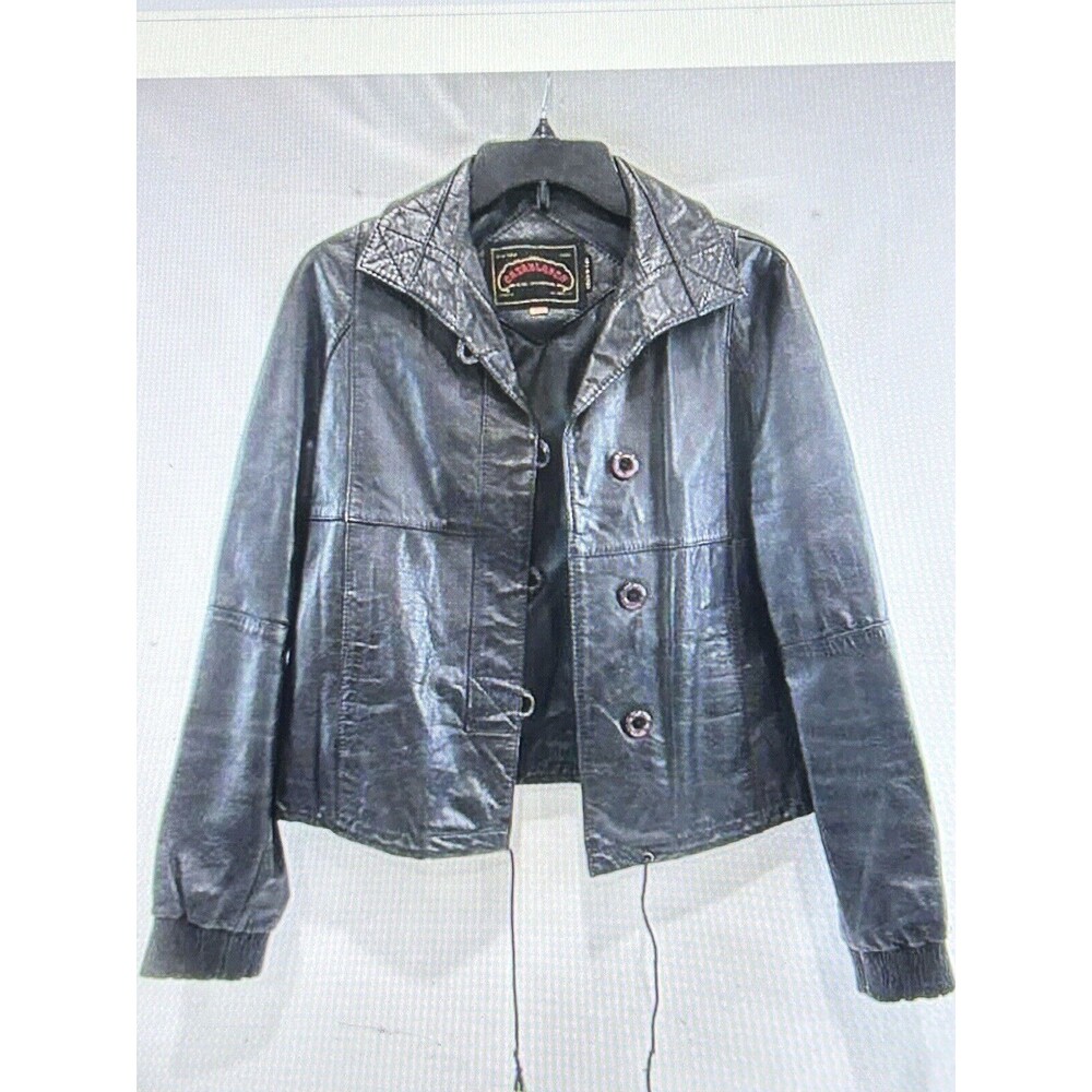 RARE Women’s Casablanca Leather Jacket Size 13/14 Black Toggle Button Closure
